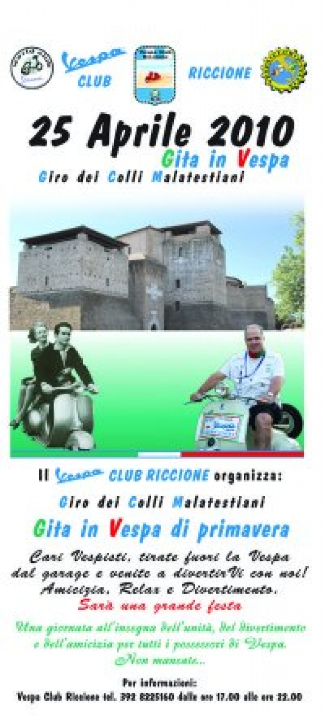 Giro dei Colli Malatestiani in Vespa. Partenza da Riccione