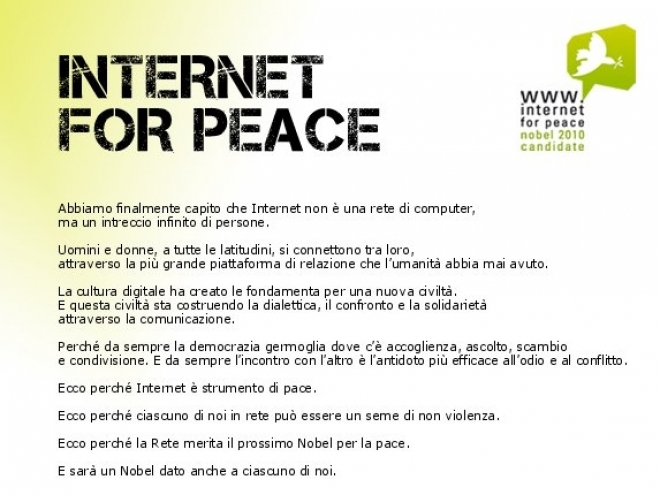 Premio Nobel Pace 2010 Internet